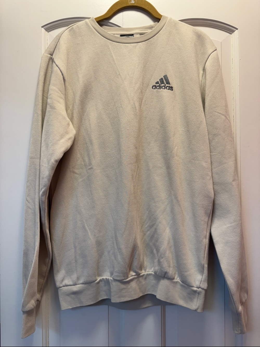adidas Cream Crewneck Sweatshirt with Small Logo